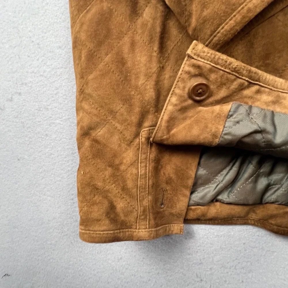 Johnnie Walker Quilted Goat Suede Jacket Mens M Brown Field Coat Outdoor Luxury